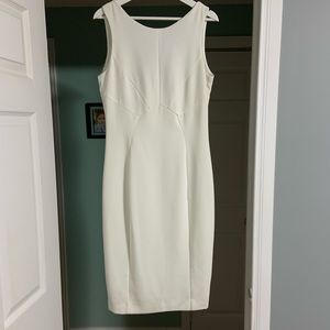 Knee length white H&M fitted full zipper dress